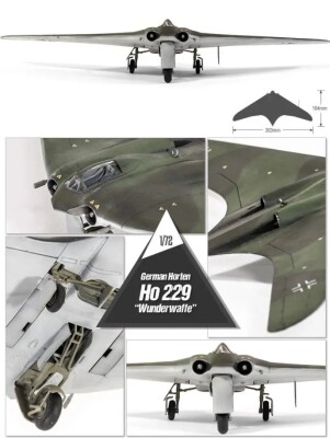 Збірна модель 1/72 винищувач Хортен Ho 229 'Wunderwaffe' Academy 12583 детальное изображение Самолеты 1/72 Самолеты