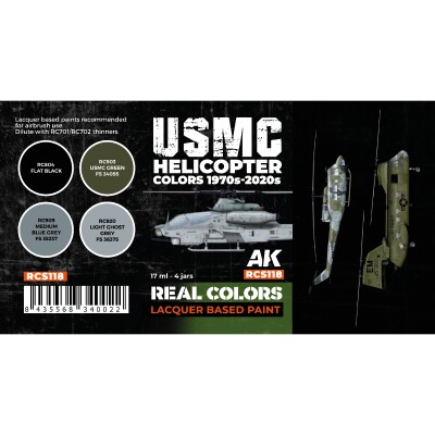 A set of Real Colors lacquer based paints USMC Helicopter Colors 1970s-today AK-Interactive RCS 118 детальное изображение Наборы красок Краски