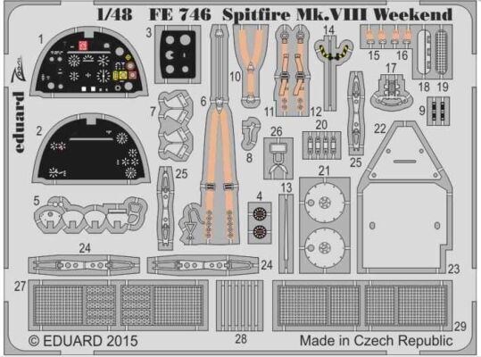 Spitfire Mk. VIII Weekend 1/48 детальное изображение Фототравление Афтермаркет