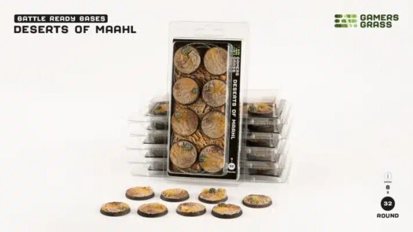 Підставка для фігур Deserts of Maahl - Round 32 мм 8 шт Gamers Grass GGB-DR32 детальное изображение Разное Инструменты