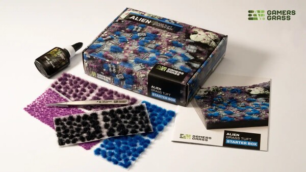 Набір пучків інопланетної трави Grass Tuft Starter Box - Alien  з пінцетом та клеєм ПВА Gamers Grass GGSB-A детальное изображение Наборы деталировки Диорамы