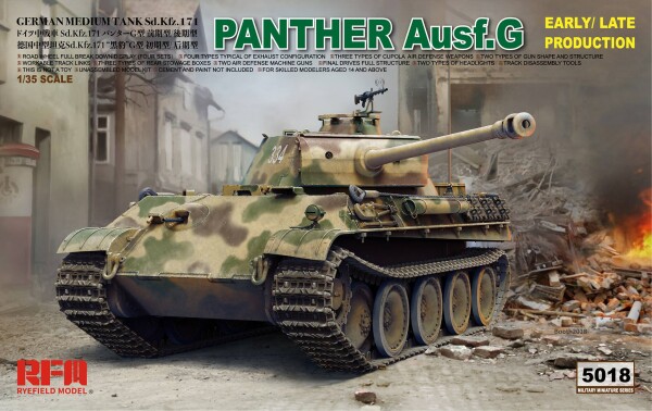 Збірна модель 1/35 Танк Panther Ausf.G ранніх та пізніх випусків RFM RM-5018 детальное изображение Бронетехника 1/35 Бронетехника