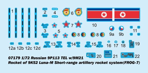 Assembly model 1/72 9P113 TEL w/9M21 Rocket of 9K52 Luna-M Short-range artillery rocket system (FROG-7) Trumpeter 07179 детальное изображение Зенитно ракетный комплекс Военная техника