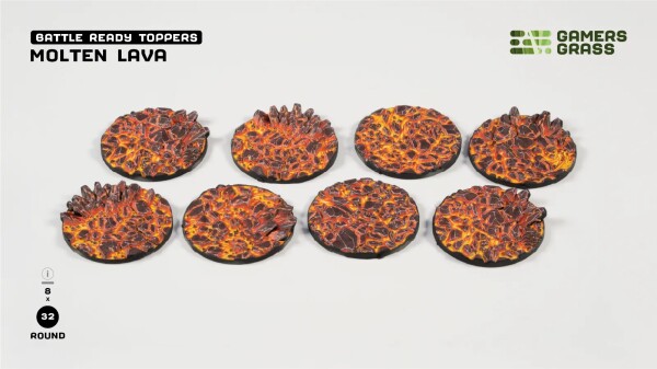 Підставка для фігур Molten Lava - Round 32 мм 8 шт Gamers Grass GGT-MLR32 детальное изображение Разное Инструменты