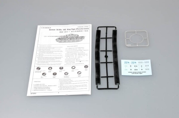 Сборная модель 1/72 Немецкий танк «Королевский тигр» (башня типа «Porsche») Трумпетер 07202 детальное изображение Бронетехника 1/72 Бронетехника