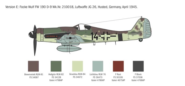 Збірна модель 1/72 Літак FW 190 D-9 Italeri 1312 детальное изображение Самолеты 1/72 Самолеты