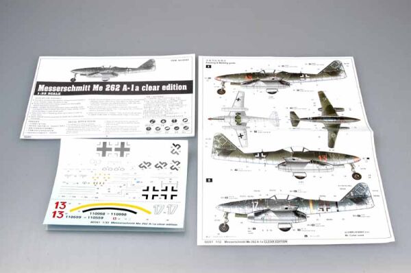 Сборная модель немецкого самолета Messerchmitt Me 262 A-1a clear edition детальное изображение Самолеты 1/32 Самолеты