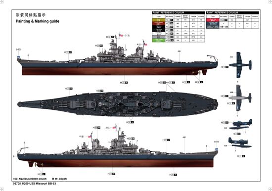 Збірна модель1/200 Військовий корабль США &quot;Missouri&quot; BB-63 Trumpeter 03705 детальное изображение Флот 1/200 Флот