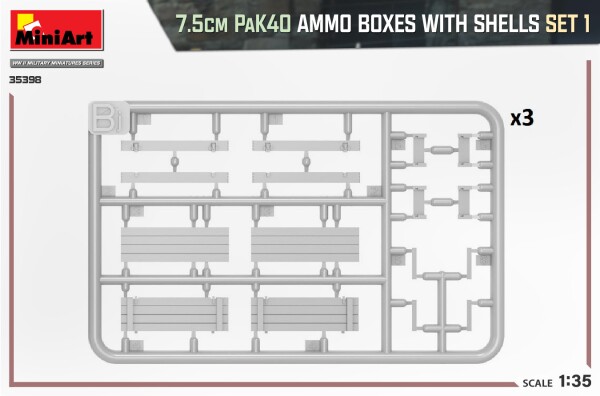 Scale model 1/35 7.5 cm PaK40 ammunition set with shells Miniart 35398 детальное изображение Аксессуары Диорамы