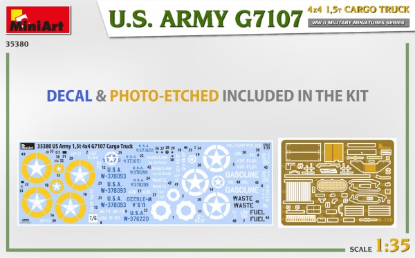 Збірна модель 1/35 Вантажівка США G7107 4x4 1,5 тонни MiniArt 35380 детальное изображение Автомобили 1/35 Автомобили