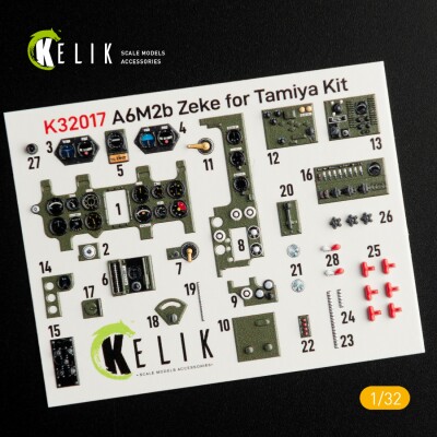 A6M2B Zeke 3D decal interior for Tamiya 1/32 KELIK K32017 детальное изображение 3D Декали Афтермаркет