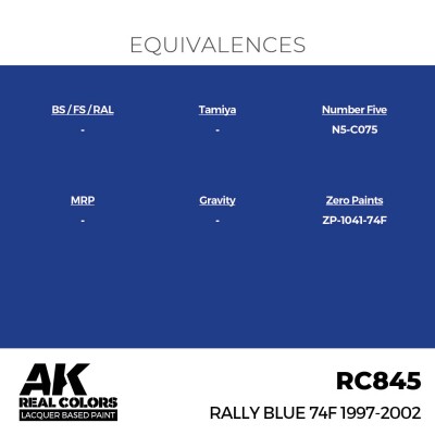 Alcohol-based acrylic paint Rally Blue 74F 1997-2002 AK-interactive RC845 детальное изображение Real Colors Краски