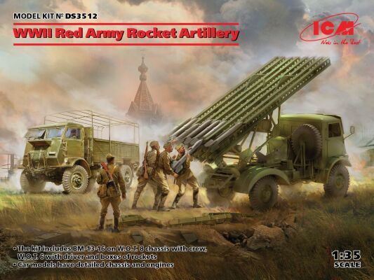 Збірна модель 1/35 ракетна артилерія Червоної Армії ICMDS3512 детальное изображение Реактивная система залпового огня Военная техника