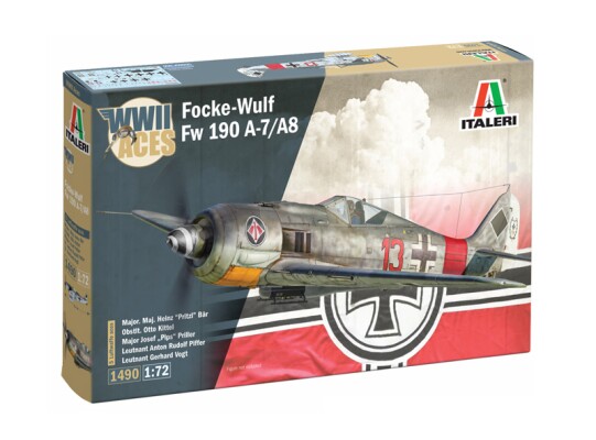 Сборная модель 1/72 Самолет Focke Wulf Fw-190 A-7 / A-8 Aces - 5 Luftwaffe Aces Version Italeri 1490 детальное изображение Самолеты 1/72 Самолеты