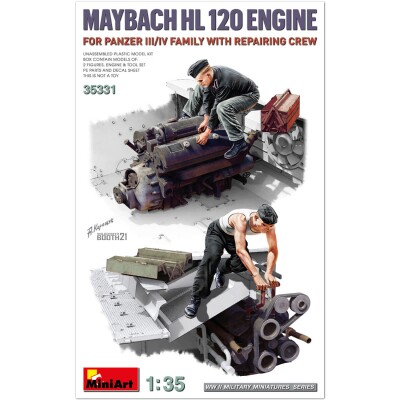 Сборная модель 1/35 Двигатель Maybach HL 120 для танков семейства Panzer III/IV с ремонтной бригадой детальное изображение Фигуры 1/35 Фигуры