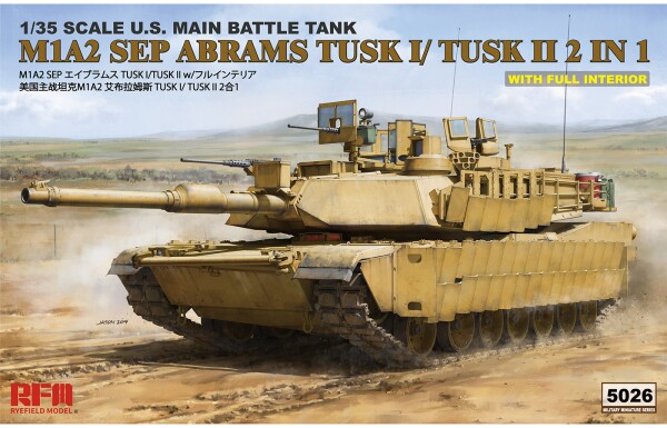 Збірна модель 1/35 Танк Абрамс M1A2 Tusk I/Tusk II (2В1) з повним інтер'єром Rye Field Model RM-5026 детальное изображение Бронетехника 1/35 Бронетехника