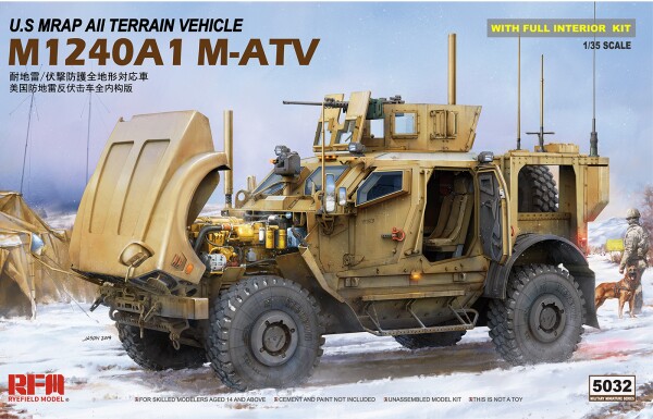 Сборная модель 1/35 Американский бронеавтомобиль МРАП M1240A1 M-ATV (с полным интерьером ) РФМ 5032 детальное изображение Автомобили 1/35 Автомобили