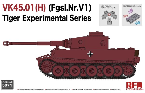 Scale model 1/35 Tank VK45.01(H) (Fgsl.Nr.V1) Tiger experimental series Rye Field Model RM-5071 детальное изображение Бронетехника 1/35 Бронетехника