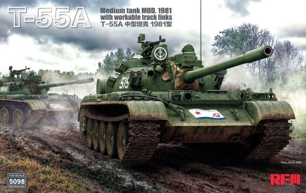 Збірна модель 1/35 Середній танк Т-55А зр. 1981 р. Rye Field Model RM-5098 детальное изображение Бронетехника 1/35 Бронетехника