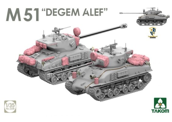 Збірна модель 1/35 Набір Американські танки Шерман (M4A1(76W) VVSS &amp; M51 "Degem Alef") та джип Willys Takom 2207W детальное изображение Бронетехника 1/35 Бронетехника