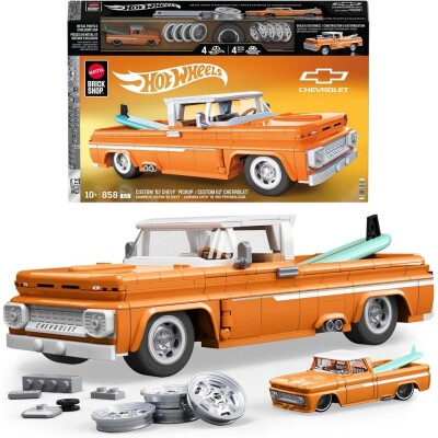 Коллекционная машинка-конструктор Hot Wheels Brick Shop Elite Custom '62 Chevy Pickup (JFT20) детальное изображение Hot Wheels 