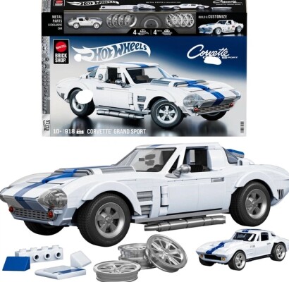 Коллекционная машинка-конструктор Mattel Brick Shop Hot Wheels Elite Corvette Grand Sport (JGR31) детальное изображение Hot Wheels 