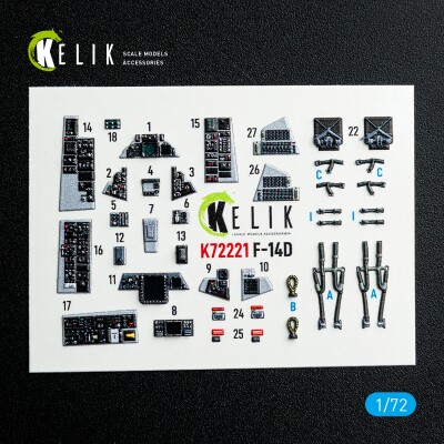 Grumman F-14 D Super Tomcat 3D декаль інтер'єр для комплекту Academy 1/72 KELIK K72221 детальное изображение 3D Декали Афтермаркет