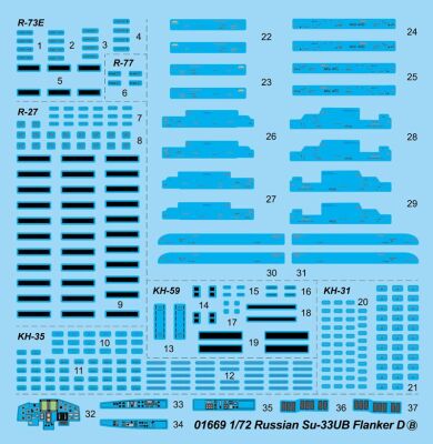 Scale model 1/72 Su-33UB Flanker D Trumpeter 01669 детальное изображение Самолеты 1/72 Самолеты