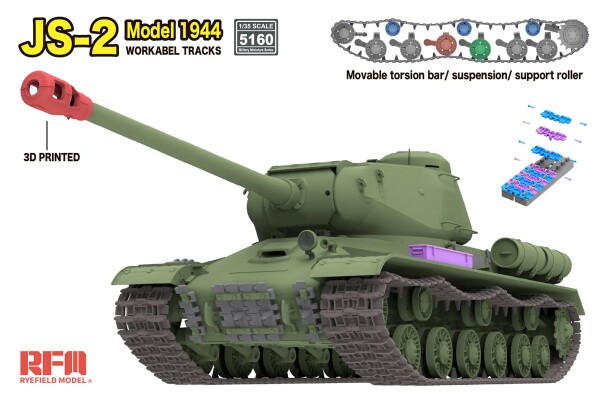 Збірна модель 1/35 Радянський важкий танк JS-2 MODEL 1944 з робочими траками RFM RM-5160 детальное изображение Военная техника 