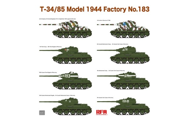 Збірна модель 1/35 Танк Т-34/85 зразка 1944 року завод №183 RFM RM-5083 детальное изображение Бронетехника 1/35 Бронетехника