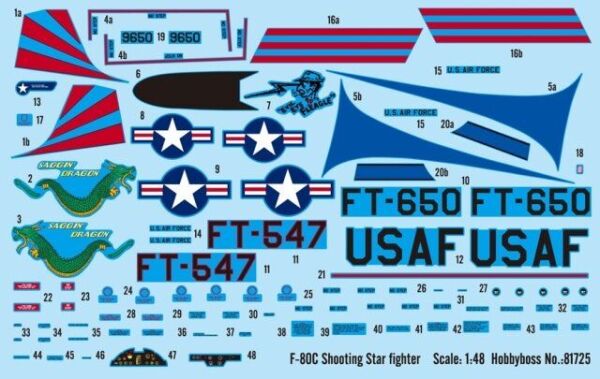 Збірна модель американського винищувача F-80C Shooting Star Fighter детальное изображение Самолеты 1/48 Самолеты