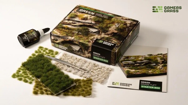 Набір пучків зеленої трави Grass Tuft Starter Box - Green  з пінцетом та клеєм ПВА Gamers Grass GGSB-G детальное изображение Наборы деталировки Диорамы