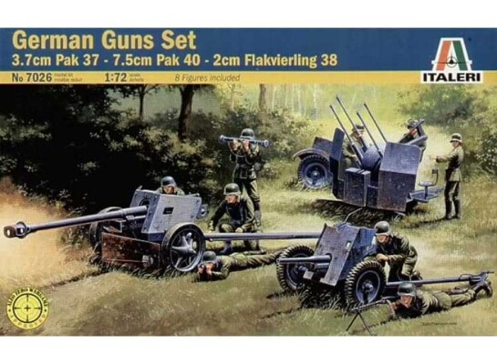 Збірна модель 1/72 Комплект німецьких знарядь: PAK37 - PAK 40 - FLAK 38 Italeri 7026 детальное изображение Артиллерия 1/72 Артиллерия