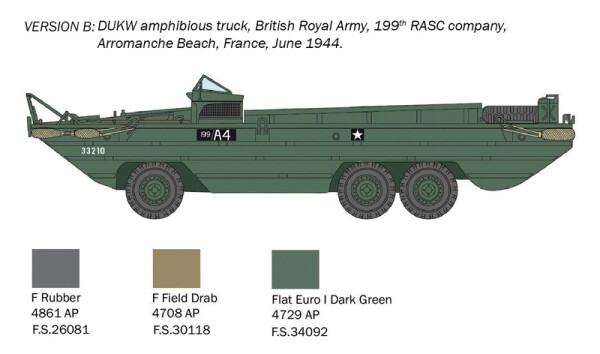 Збірна модель 1/72 Машина-амфібія DUKW 2 1/2 тонни вантажівка GMC плаваюча версія &quot;80-та річниця Дня Д&quot; Italeri 7022 детальное изображение Автомобили 1/72 Автомобили