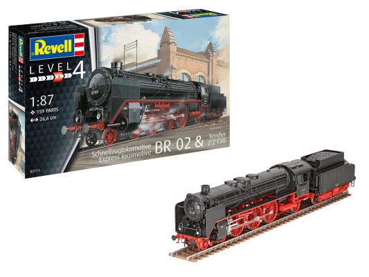 Сборная модель 1/87 локомотив Express locomotive BR 02 &amp; Tender 2'2'T30 Revell 02171 детальное изображение Железная дорога 1/87 Железная дорога