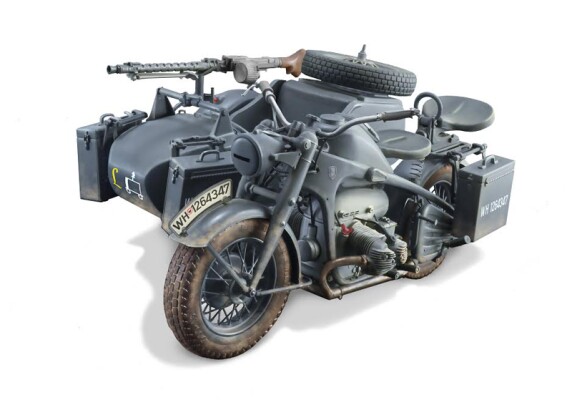 Cборная модель 1/9 мотоцикл ZUNDAPP KS 750 c боковым прицепом Италери 7406 детальное изображение Мотоцикл Военная техника