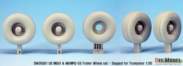 US MIM-104 M901 &amp; AN/MPQ-53 Wheel set - Sagged (for Trumpeter 1/35) детальное изображение Смоляные колёса Афтермаркет