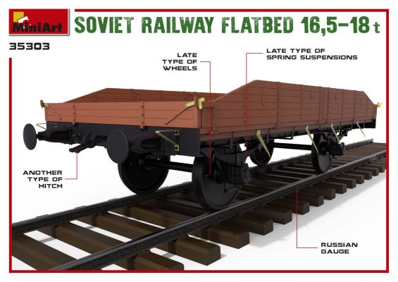 Радянська залізнична платформа 16,5-18т детальное изображение Железная дорога 1/35 Железная дорога