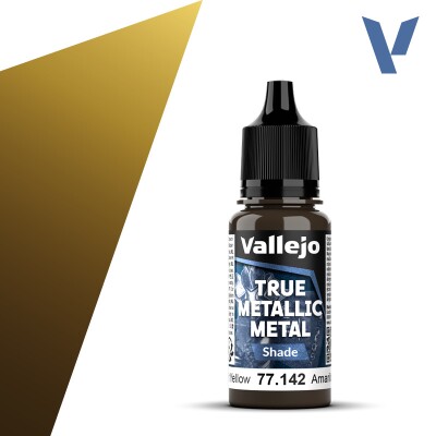 Акрилова фарба Сяючий жовтий Темний тон (Radiant Yellow Shade) Vallejo True Metallic Metal VAL 77142 детальное изображение True Metallic Metal Vallejo