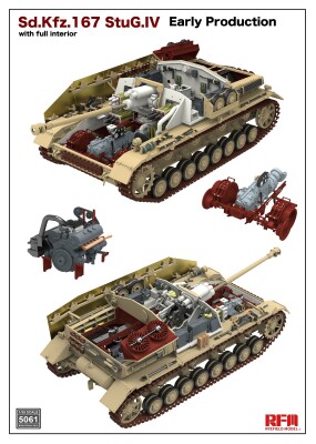 Збірна модель 1/35 Німецька штурмова гармата Sd.Kfz.167 StuG.IV Early Production з повним інтер’єром RFM RM-5061 детальное изображение Военная техника 