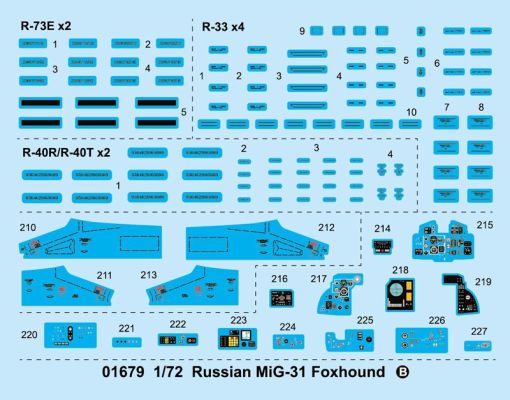 Scale model 1/72 MiG-31 Foxhound Trumpeter 01679 детальное изображение Самолеты 1/72 Самолеты