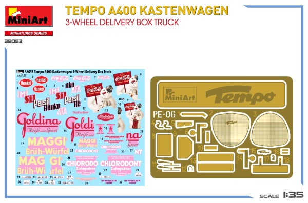 Сборная модель 1/35 Фургон Tempo A400 Miniart 38053 детальное изображение Автомобили 1/35 Автомобили