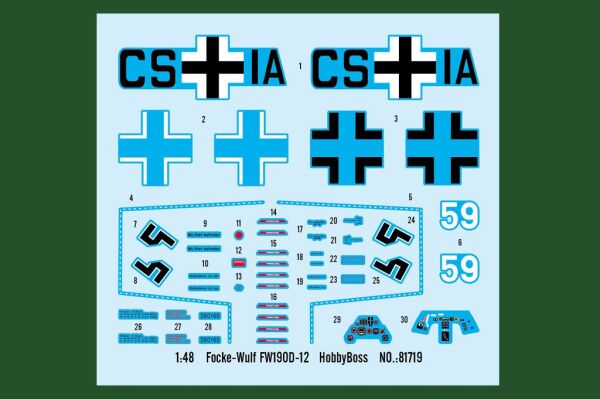 Сборная модель немецкого истребителя Focke-Wulf FW190D-12 детальное изображение Самолеты 1/48 Самолеты