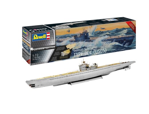 Збірна модель 1/72 Німецький підводний човен типу IX C (U505) Revell 05180 детальное изображение Подводный флот Флот