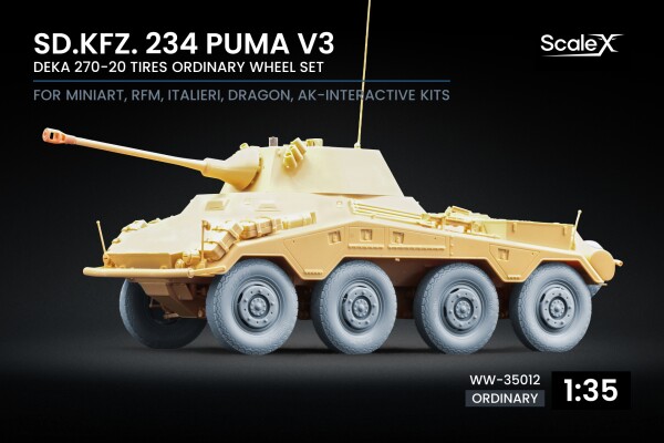 Набір колес для Sd.Kfz. 234 Puma v3 від Dragon, Miniart, RFM, Italeri, AK Interactive ScaleX WW-35012 детальное изображение Колёса Афтермаркет