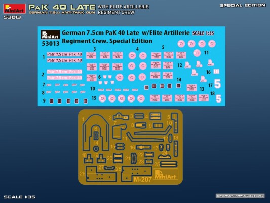 Сборная модель 1/35 Немецкая пушка 7.5 PaK 40 позднего выпуска с экипажем MiniArt 53013 детальное изображение Артиллерия 1/35 Артиллерия