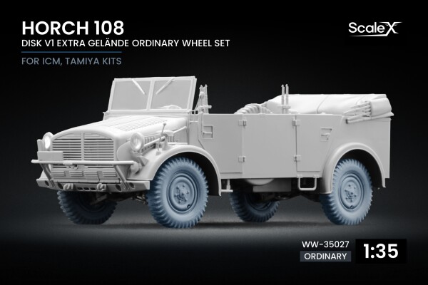 Набір коліс Extra Gelände на диску v1 для Horch 108 від ICM, Tamiya ScaleX WW-35027 детальное изображение Колёса Афтермаркет