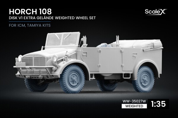 Набор колес (с деформацией) Extra Gelände на диске v1 для Horch 108 от ICM, Tamiya ScaleX WW-35027W детальное изображение Колёса Афтермаркет