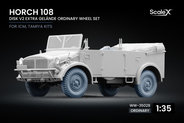 Набор колес Extra Gelände на диске v2 для Horch 108 от ICM, Tamiya ScaleX WW-35028 детальное изображение Колёса Афтермаркет