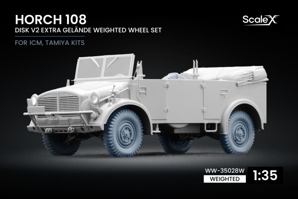 Набір коліс (з деформацією) Extra Gelände на диску v2 для Horch 108 від ICM, Tamiya ScaleX WW-35028W детальное изображение Колёса Афтермаркет